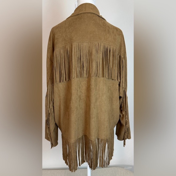 Vegan Suede Fringe Jacket Medium Oversized NWOT - Picture 6 of 8